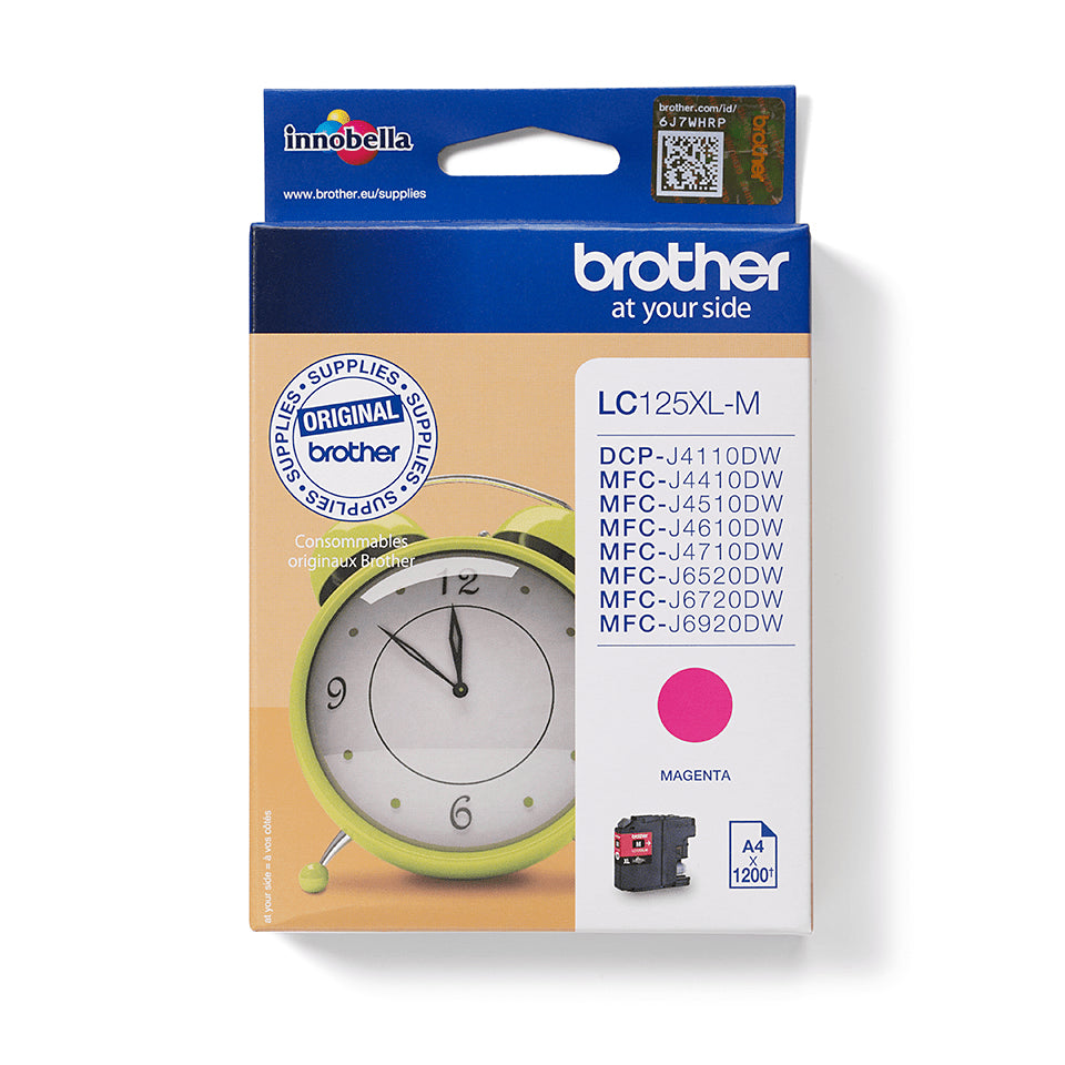 Brother LC 125XLM Magenta 1200 sider Blæk