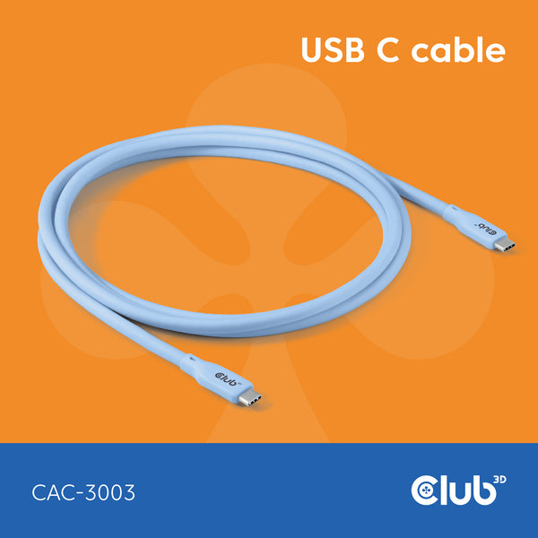 Club 3D USB4 USB Type-C kabel 2m Blå
