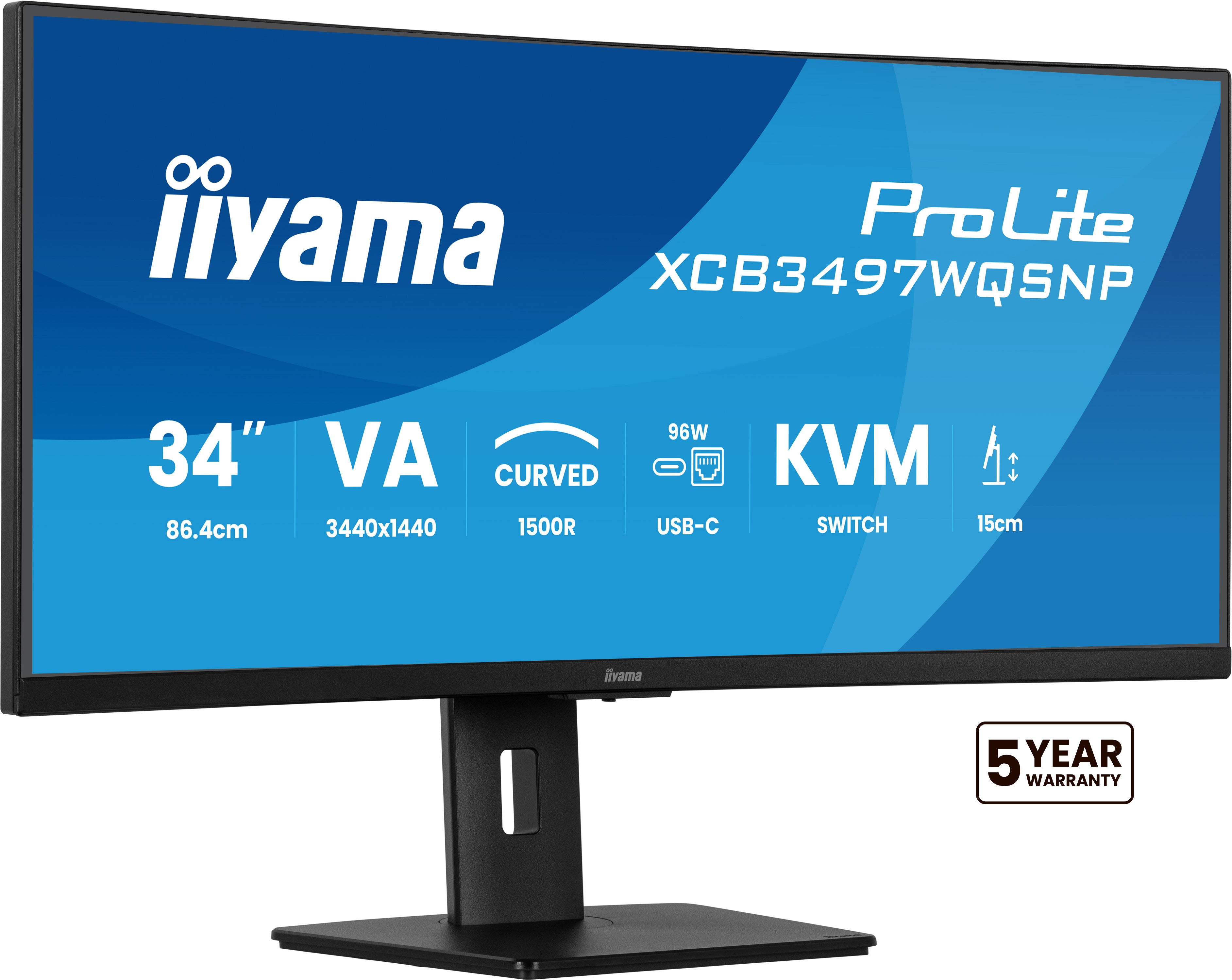 iiyama ProLite XCB3497WQSNP-B1 34 VA 3440 x 1440 (UltraWide) HDMI DisplayPort USB-C 120Hz