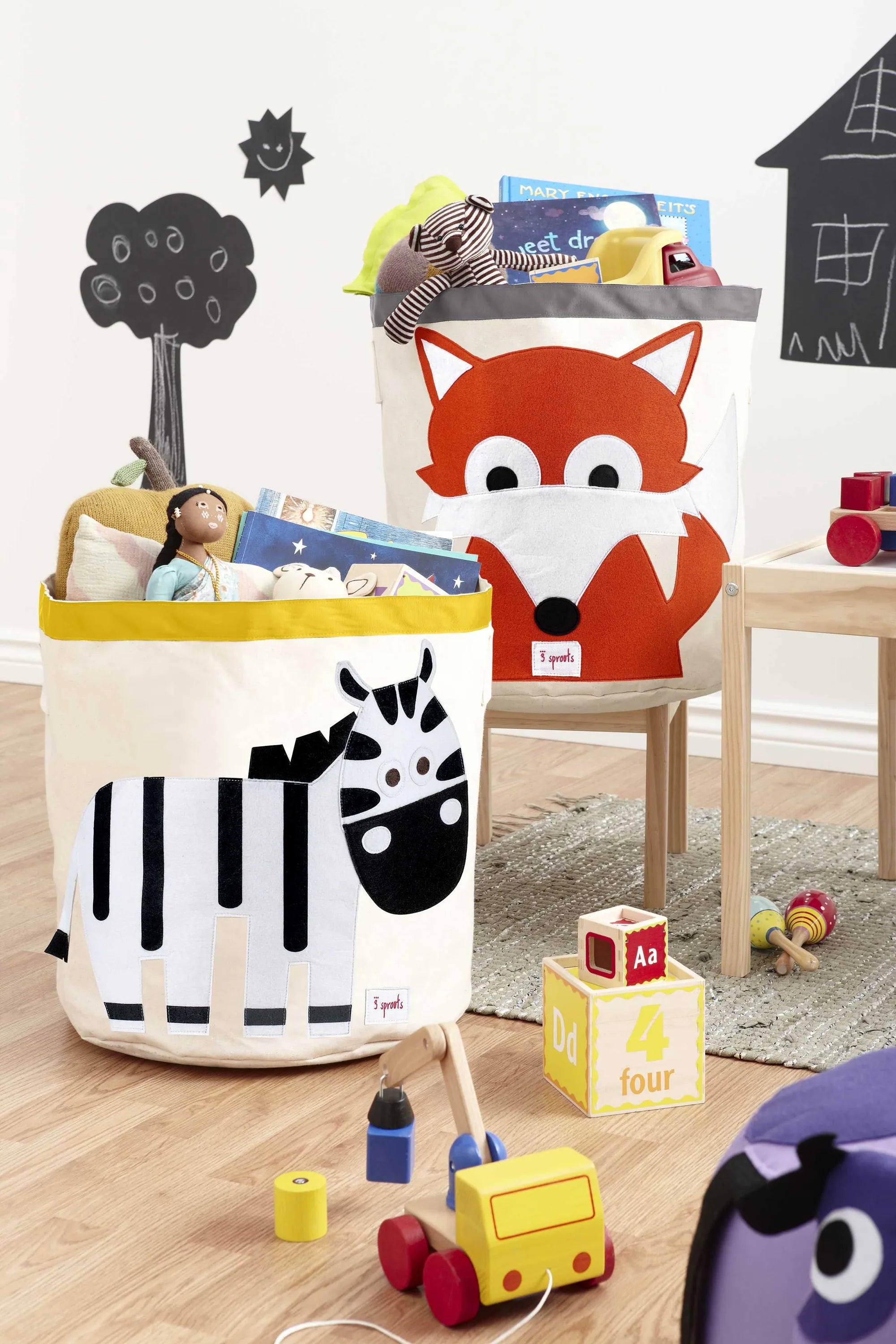 Opbevaringsbeholder Rund – Zebra – 3 Sprouts