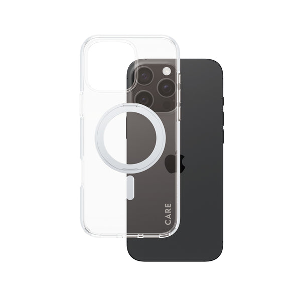 PanzerGlass CARE by Feature Case Transparent w. Silver Kickstand & MagSafe iPhone 16 Pro Max Beskyttelsescover Transparent