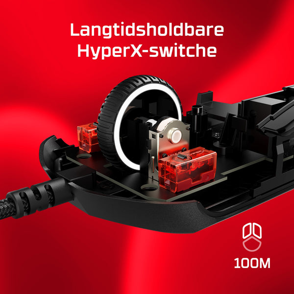 HyperX Pulsefire Haste 2 Optisk Kabling Sort