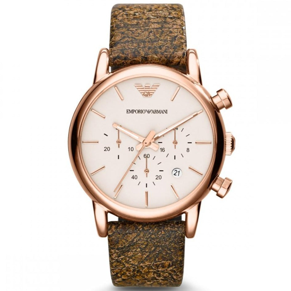Emporio Armani Ar1809 Men S Luigi Chronograph ur med roseguld PVD-belægning