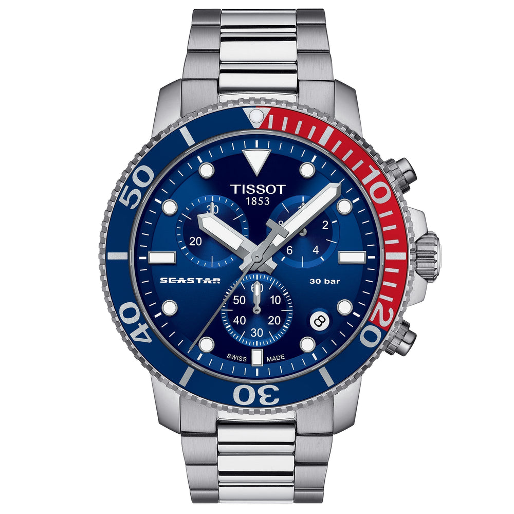 Tissot Seastar 1000 kvarts Chronograph herreur blå gradient T120.417.11.041.03
