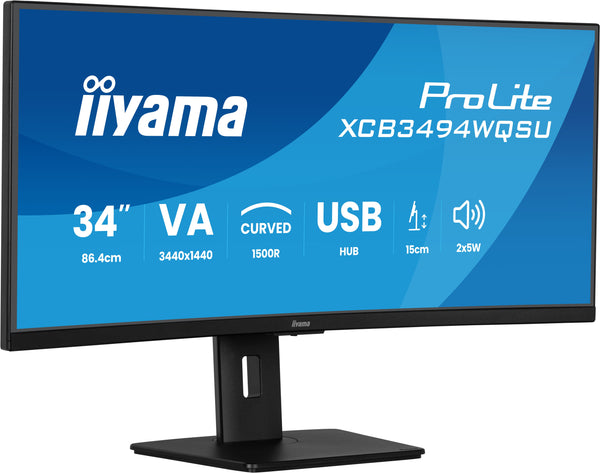 iiyama ProLite XCB3494WQSU-B1 34 3440 x 1440 (UltraWide) HDMI DisplayPort USB-C 120Hz
