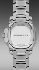 Burberry The Britain Diamonds Mother Of Pearl skive sølv stål rem ur For Women BBY1804