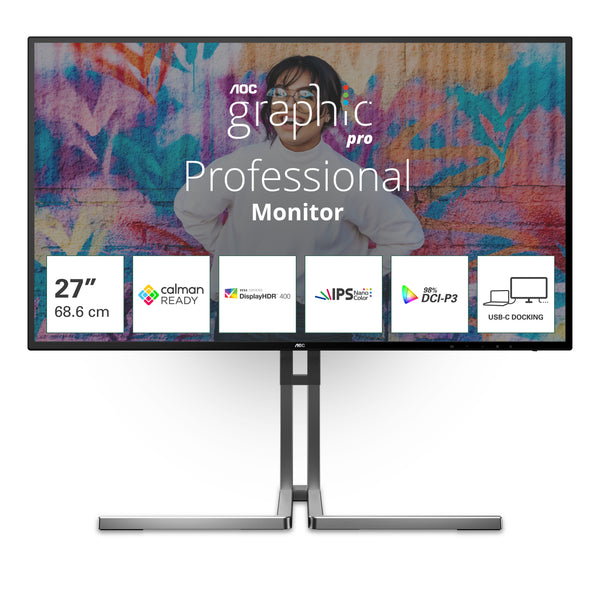 AOC U27U3CV 27 3840 x 2160 (4K) HDMI DisplayPort USB-C 60Hz Pivot Skærm