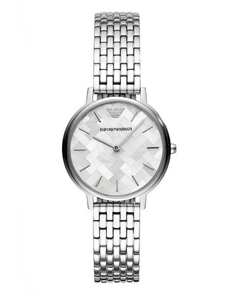 Emporio Armani Mother Of Pearl skive sølv stål rem ur For Women Ar11112