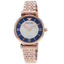 Emporio Armani Gianni T Bar kvarts Crystals sort skive guld stål rem ur For Women Ar11423