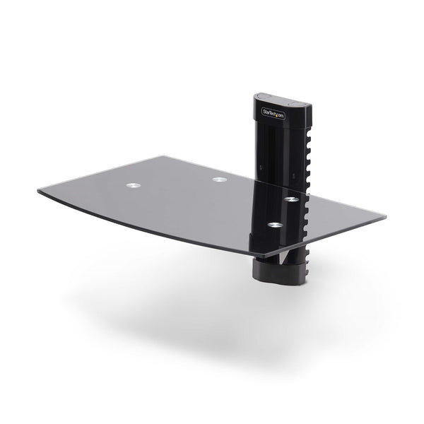 StarTech.com Floating Wall-Mounted AV Shelf, Adjustable Height Shelf For Under TV, Organize A/V Equipment On Black Tempered Glass Shelf Hylde Audio-/videokomponenter