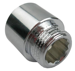 Haneforlænger forkromet messing, 10mm