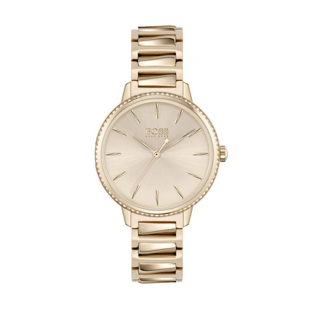 Hugo Boss Womens 1502540 Signature Rose Gold Tone Stainless Steel Watch