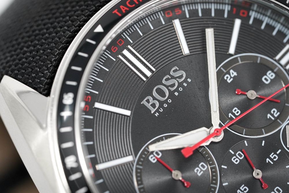 Hugo Boss Men S ur Chronograph sort Driver Fabric læder Hb1513087