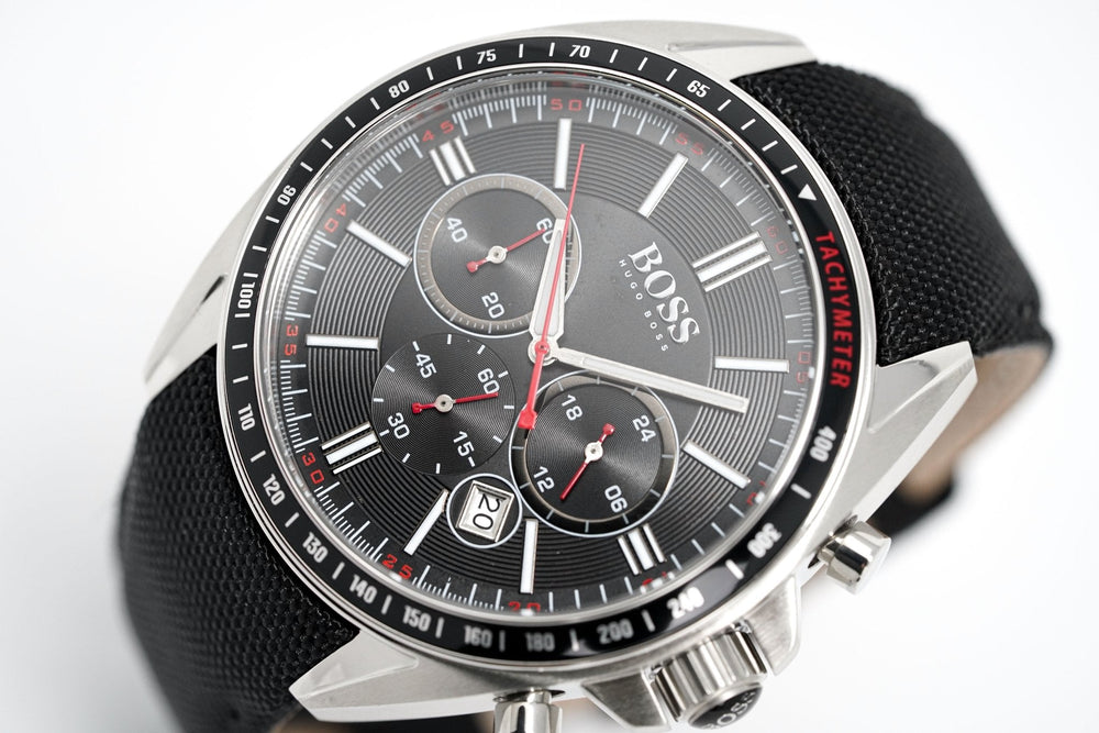 Hugo Boss Men S ur Chronograph sort Driver Fabric læder Hb1513087