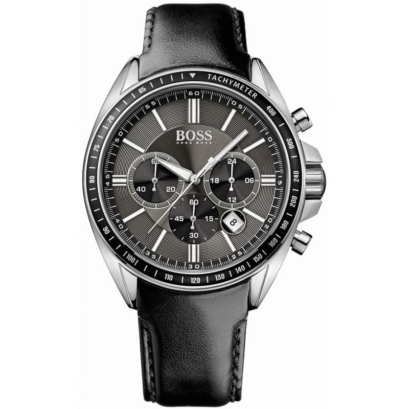 Hugo Boss Men S ur Chronograph sort Driver læder Hb1513085