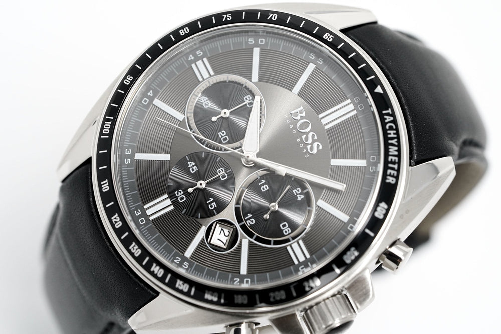 Hugo Boss Men S ur Chronograph sort Driver læder Hb1513085