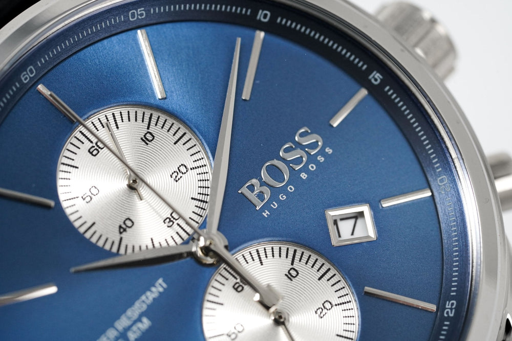 Hugo Boss Men S ur Chronograph blå Jet læder Hb1513283