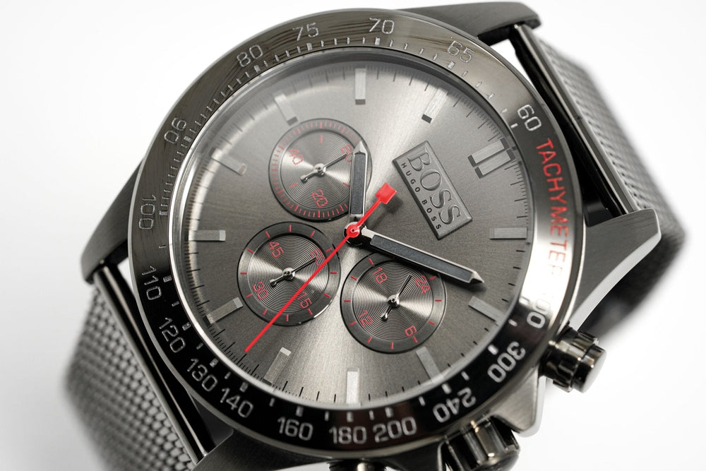 Hugo Boss Men S ur Chronograph Ikon grå meshlænke Hb1513443
