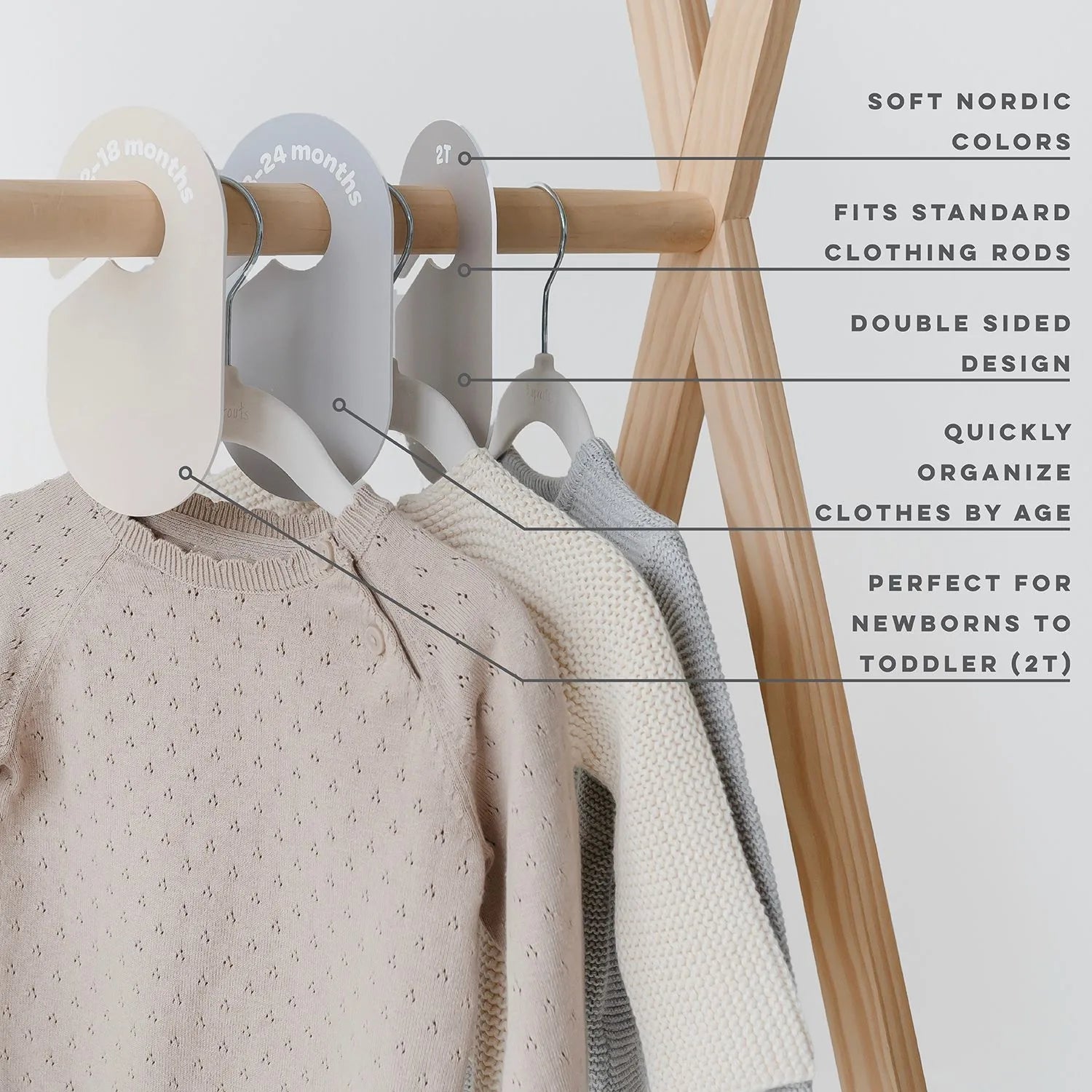 Skabsdeler (8 Stk.) – Beige grå – 3 Sprouts