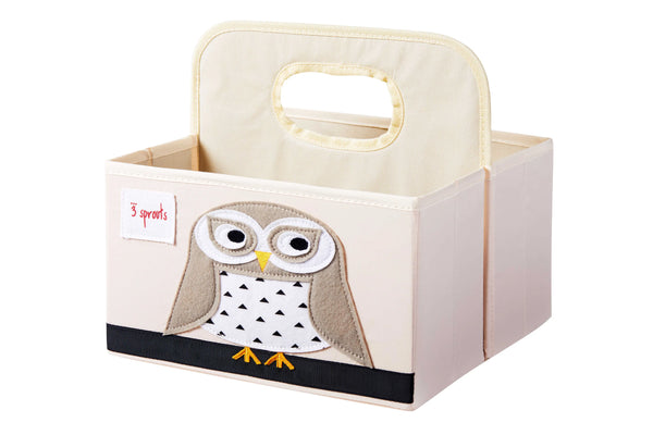 Opbevaringskurv Med Hank Til Bleer – Ugle – 3 Sprouts