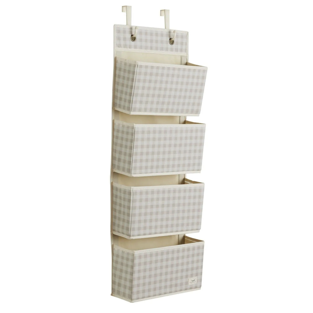 3 Sprouts Dørophæng med lommer, Gingham beige