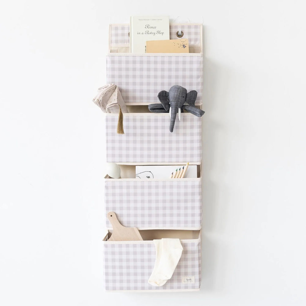 3 Sprouts Dørophæng med lommer, Gingham beige