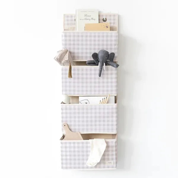 3 Sprouts Dørophæng med lommer, Gingham beige
