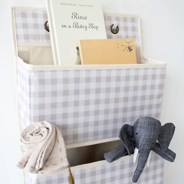 3 Sprouts Dørophæng med lommer, Gingham beige