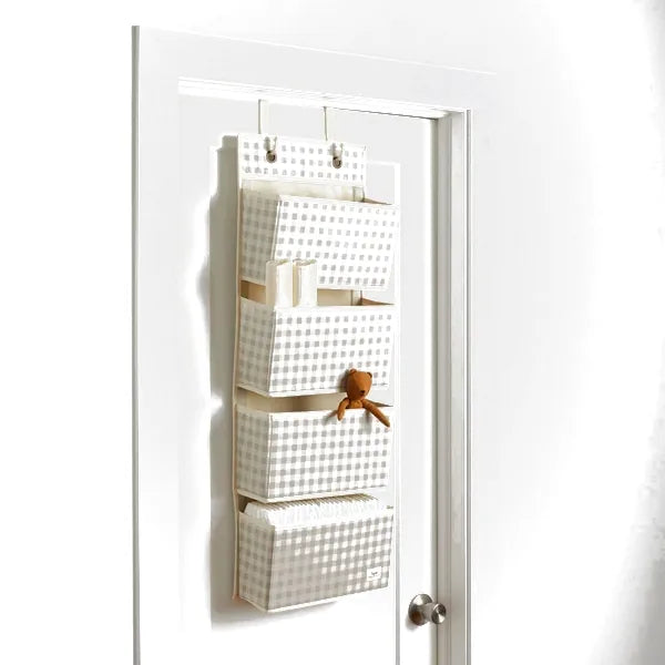 3 Sprouts Dørophæng med lommer, Gingham beige