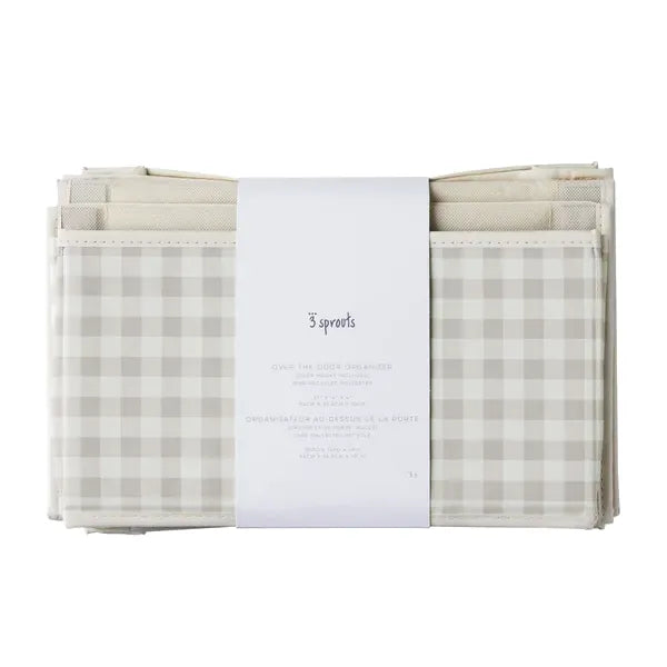 3 Sprouts Dørophæng med lommer, Gingham beige