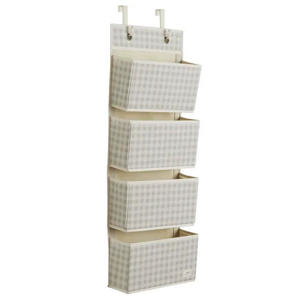 3 Sprouts Dørophæng med lommer, Gingham beige