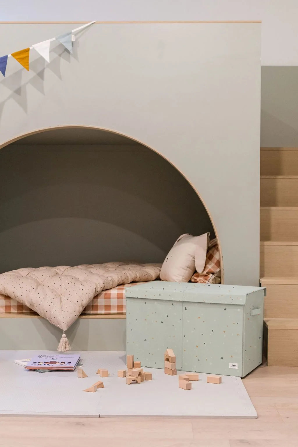 Opbevaringskasse Med Låg – Terrazzo, Grøn – 3 Sprouts