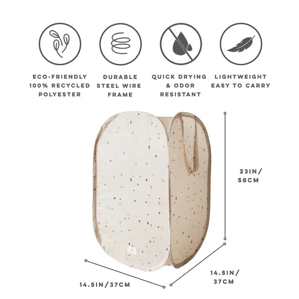 3 Sprouts Pop-up vasketøjskurv, Terrazzo beige