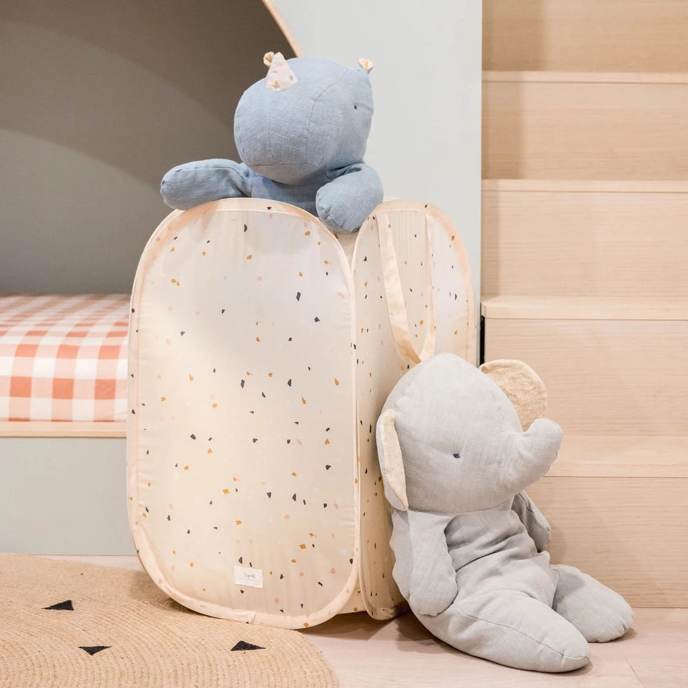 3 Sprouts Pop-up vasketøjskurv, Terrazzo beige