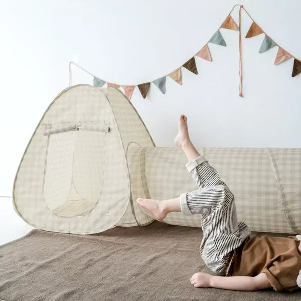 3 Sprouts Telt- og tunnel Sæt, Gingham beige