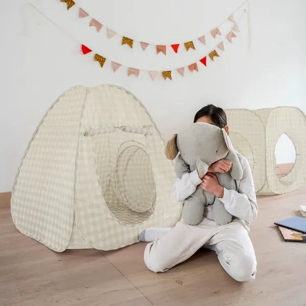 3 Sprouts Telt- og tunnel Sæt, Gingham beige