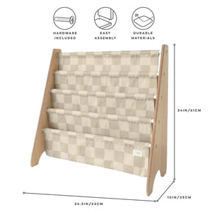 Bogreol Træ – Checkerboard beige – 3 Sprouts