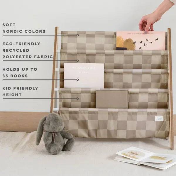 Bogreol Træ – Checkerboard beige – 3 Sprouts