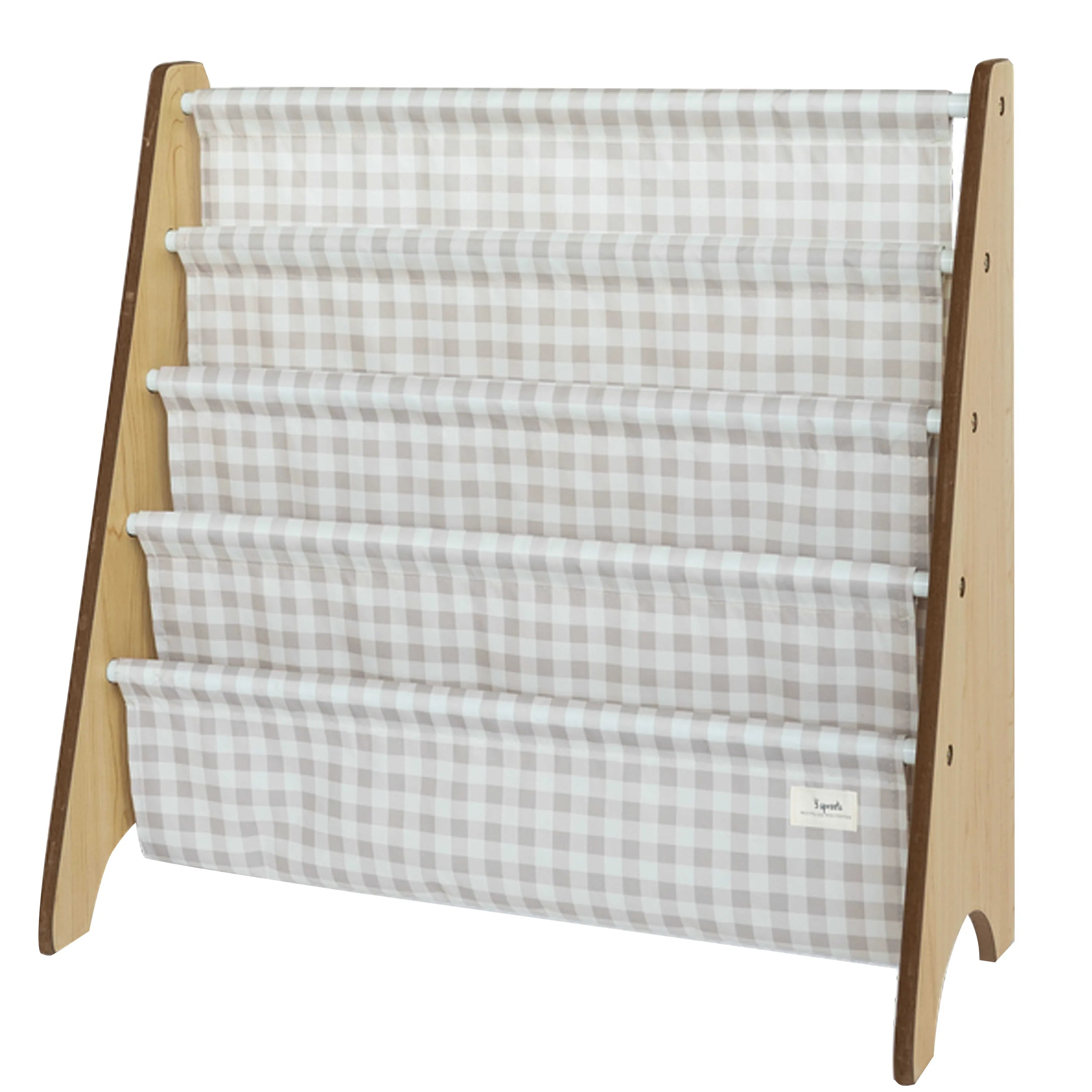 Bogreol Træ – Gingham beige – 3 Sprouts