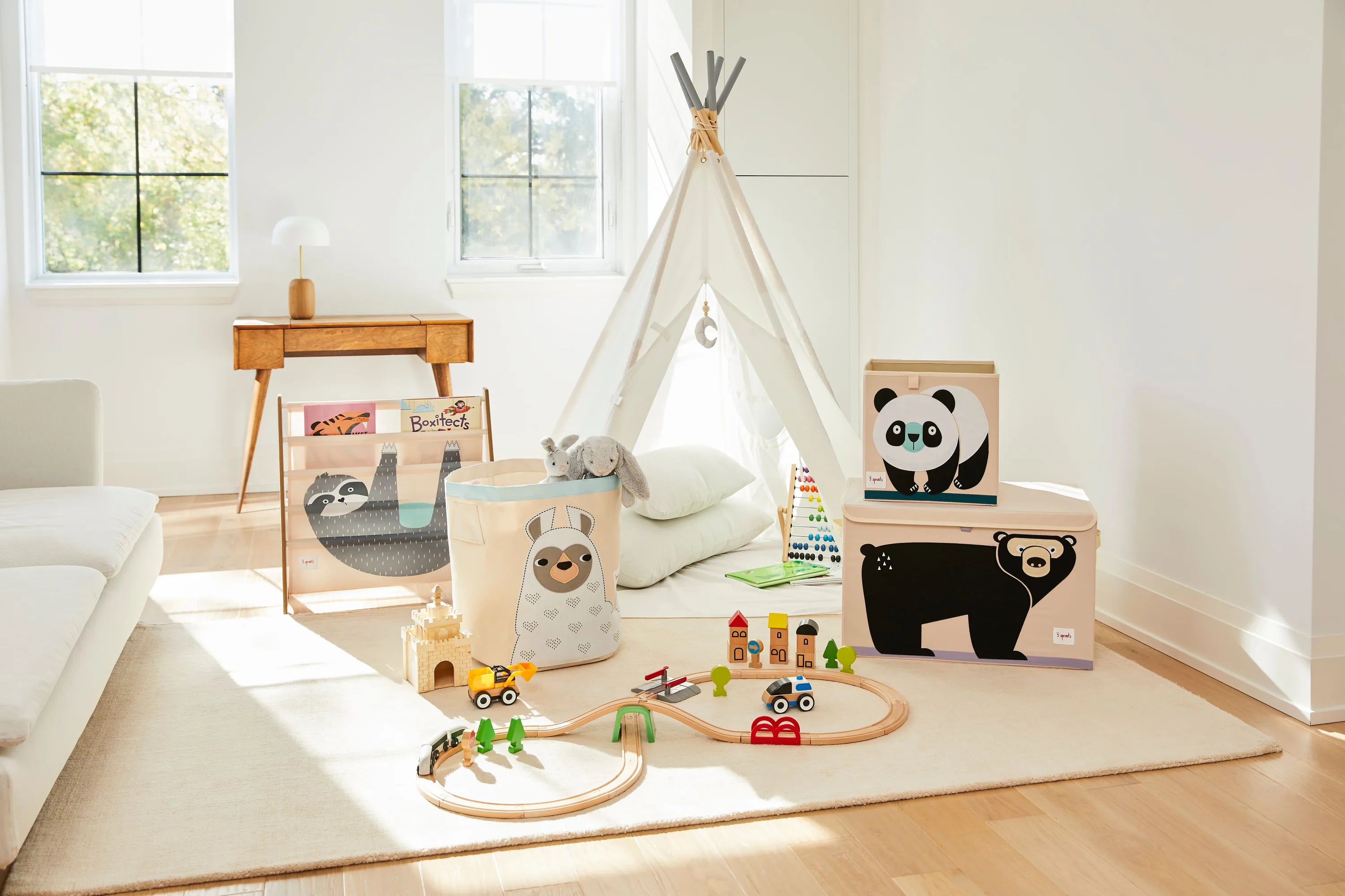 Bogreol dovendyr design til børneværelse 61x62x25 cm – 3 Sprouts