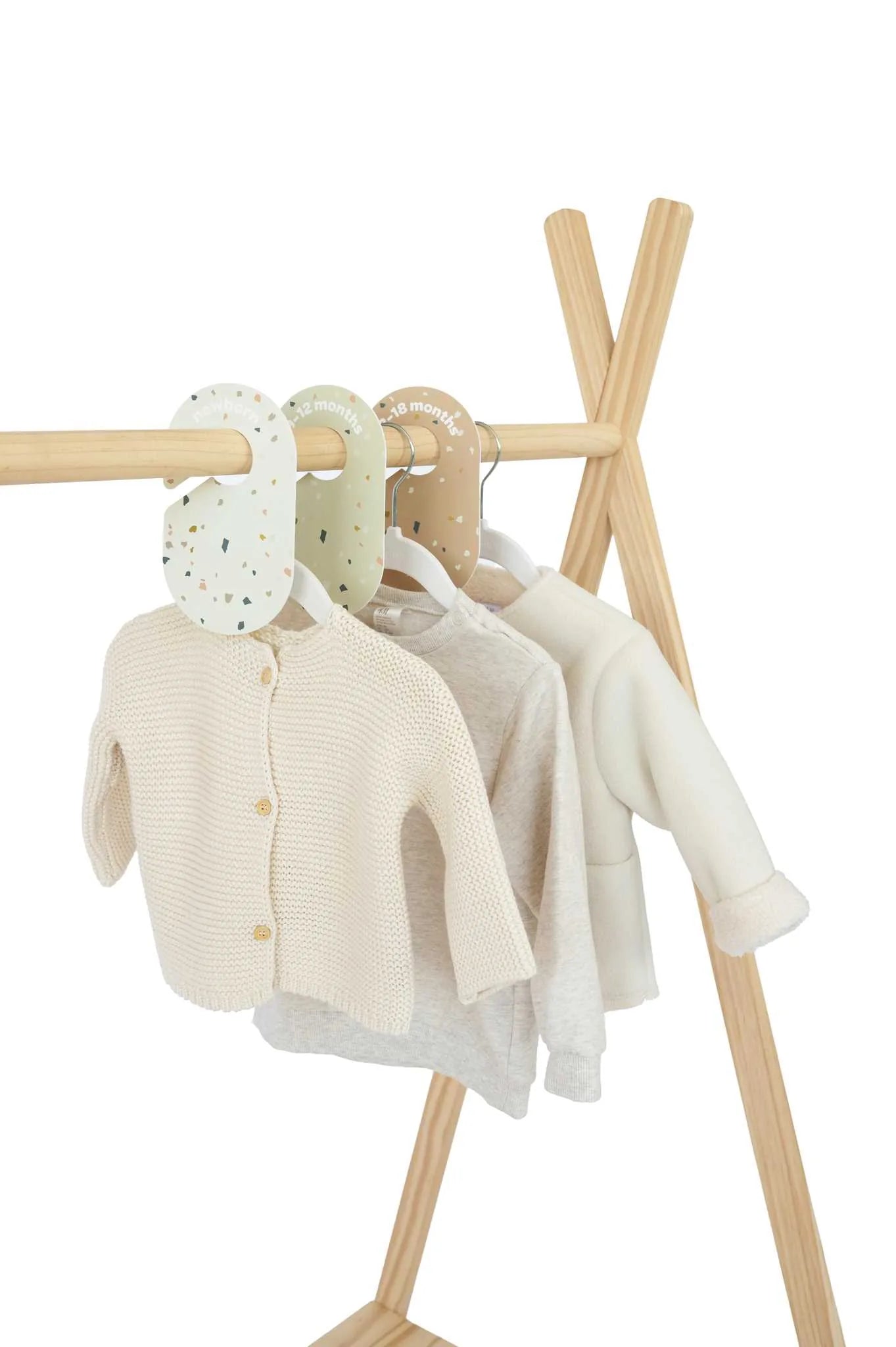 Velourbøjle (15 stk.) og Skabsdeler (8 stk.), Creme – 3 Sprouts