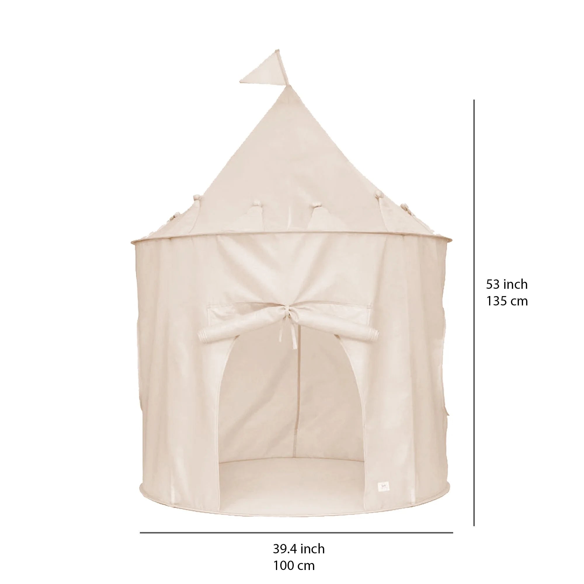 Legetelt med tag og vinduer, Ø100xH135 cm – genbrugt polyester, nem at samle – 3 Sprouts