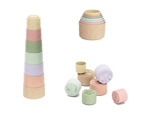Blødt Plast Badelegetøj Stablekop Med Mønster Og Hul (7 Stk.) – Kinder and Kids