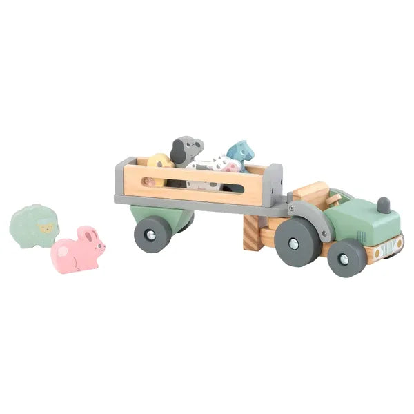 Traktor Med Anhænger Og Dyr Træ – Kinder and Kids