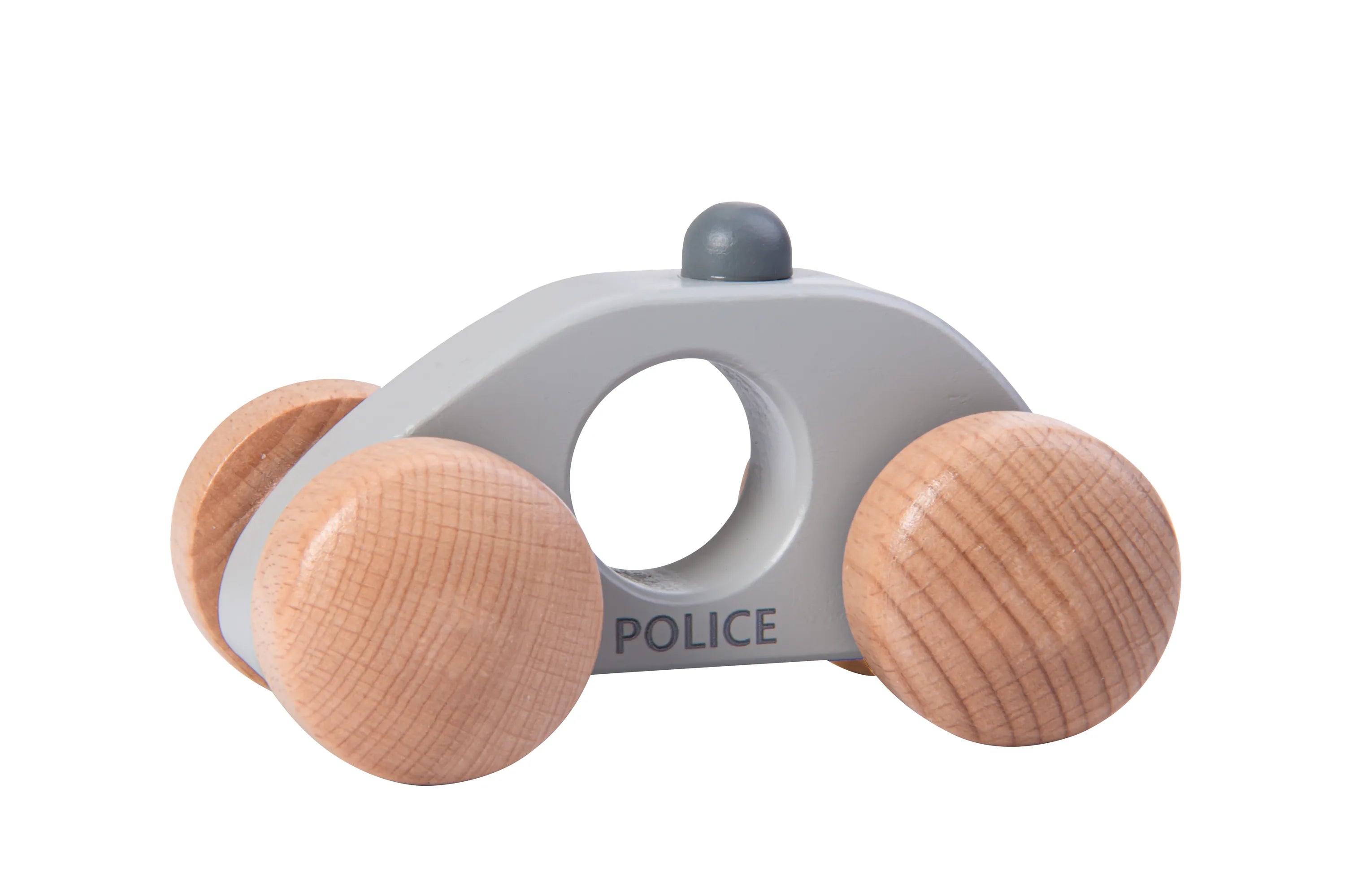 Politibil Træ – Grå – Kinder and Kids