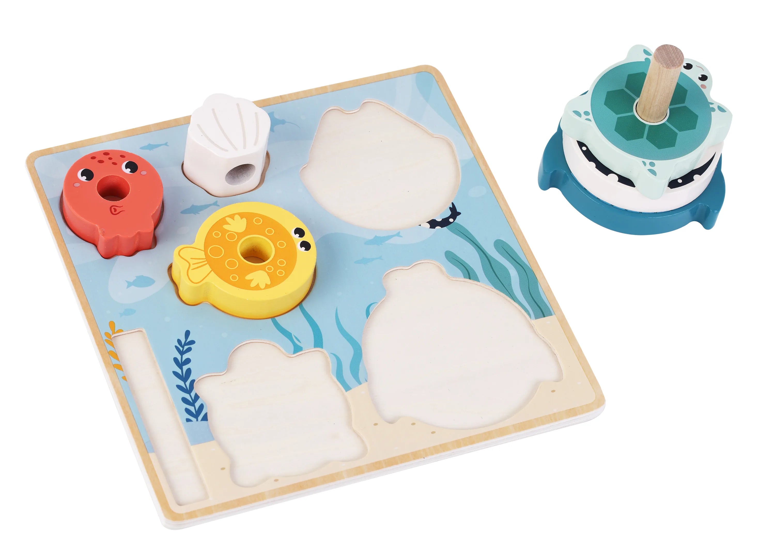 2 I 1 Puslespil Og Stabletårn – Havet – Kinder and Kids