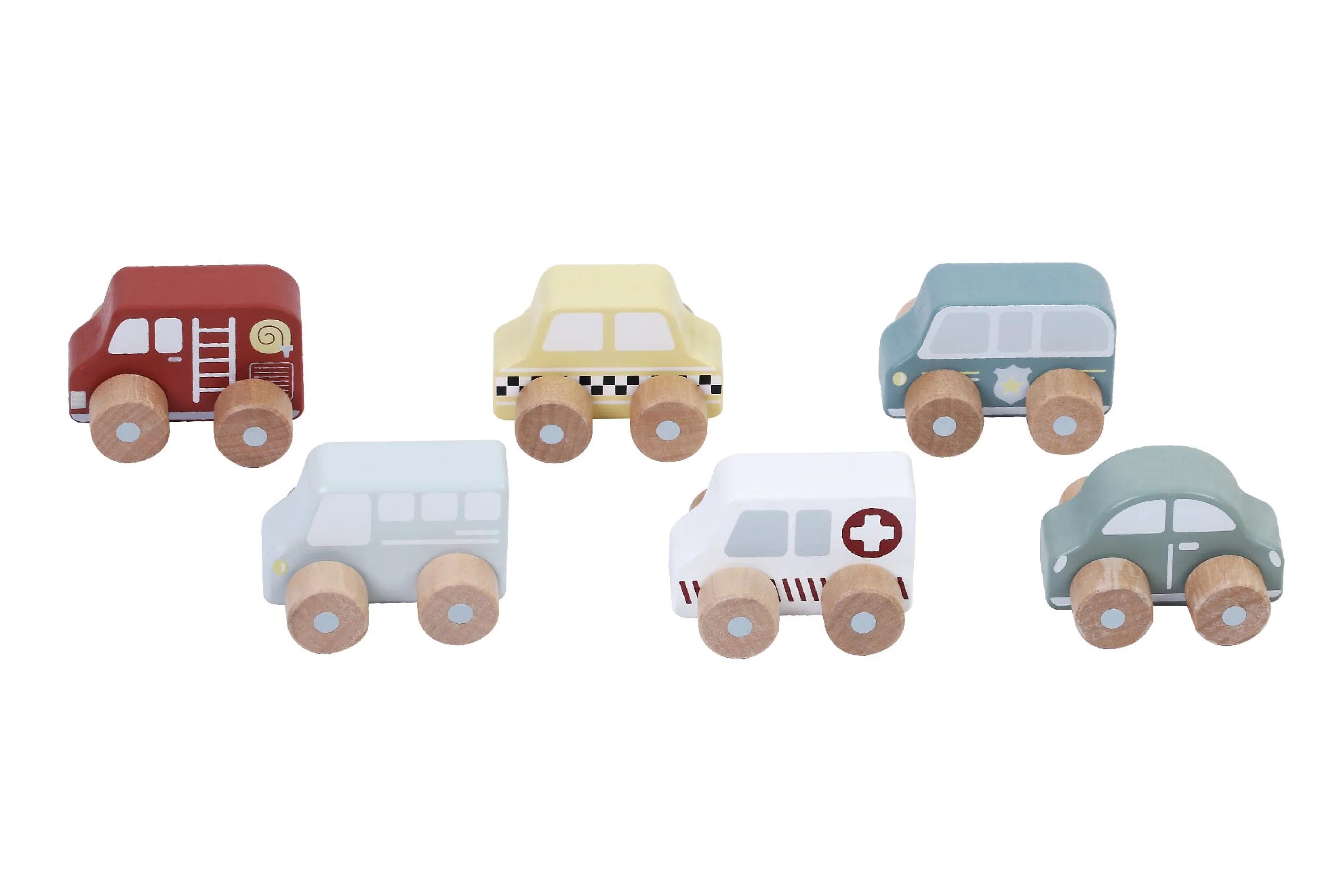 Biler I Pose (6 Stk.) Træ – Kinder and Kids