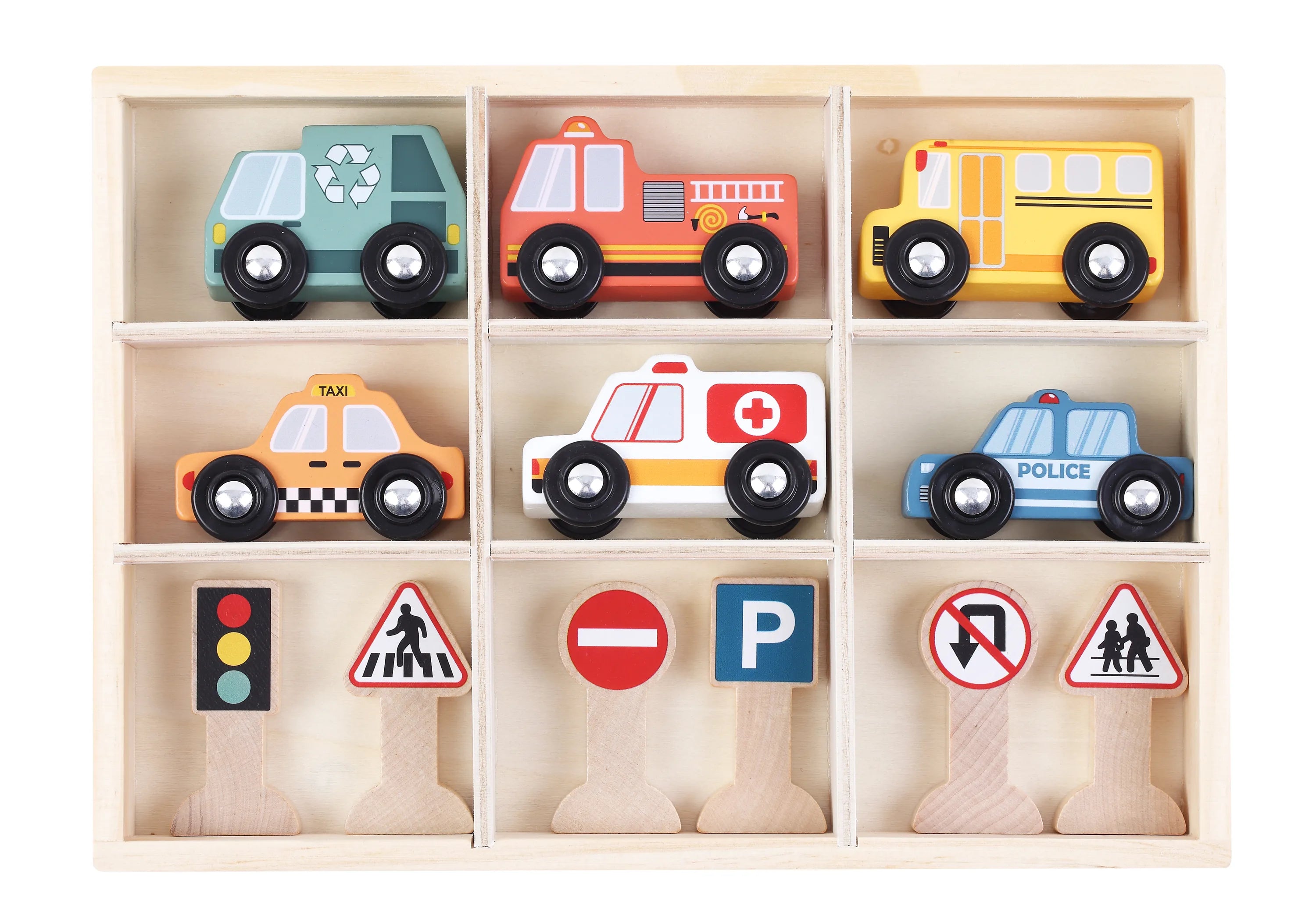 Trafikkasse (12. Stk.) Træ – Kinder and Kids