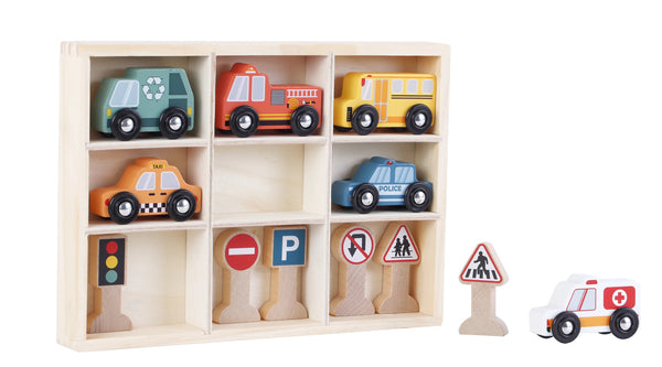 Trafikkasse (12. Stk.) Træ – Kinder and Kids