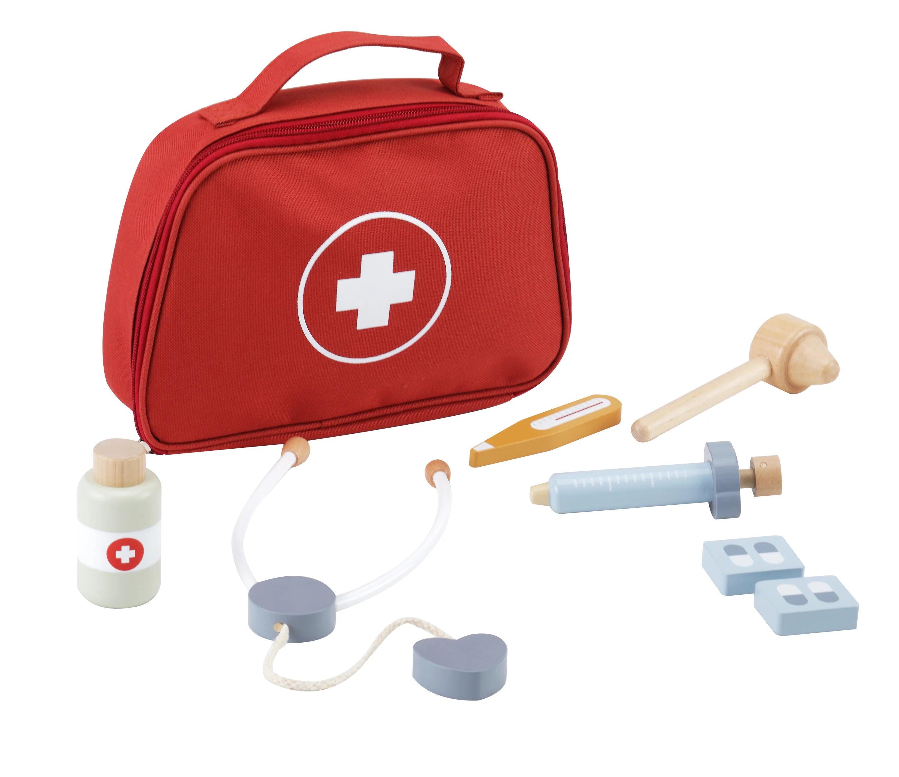 Lægesæt træ 7 dele med stoftaske – rolleleg & fantasi, 36 mdr.+ – Kinder and Kids